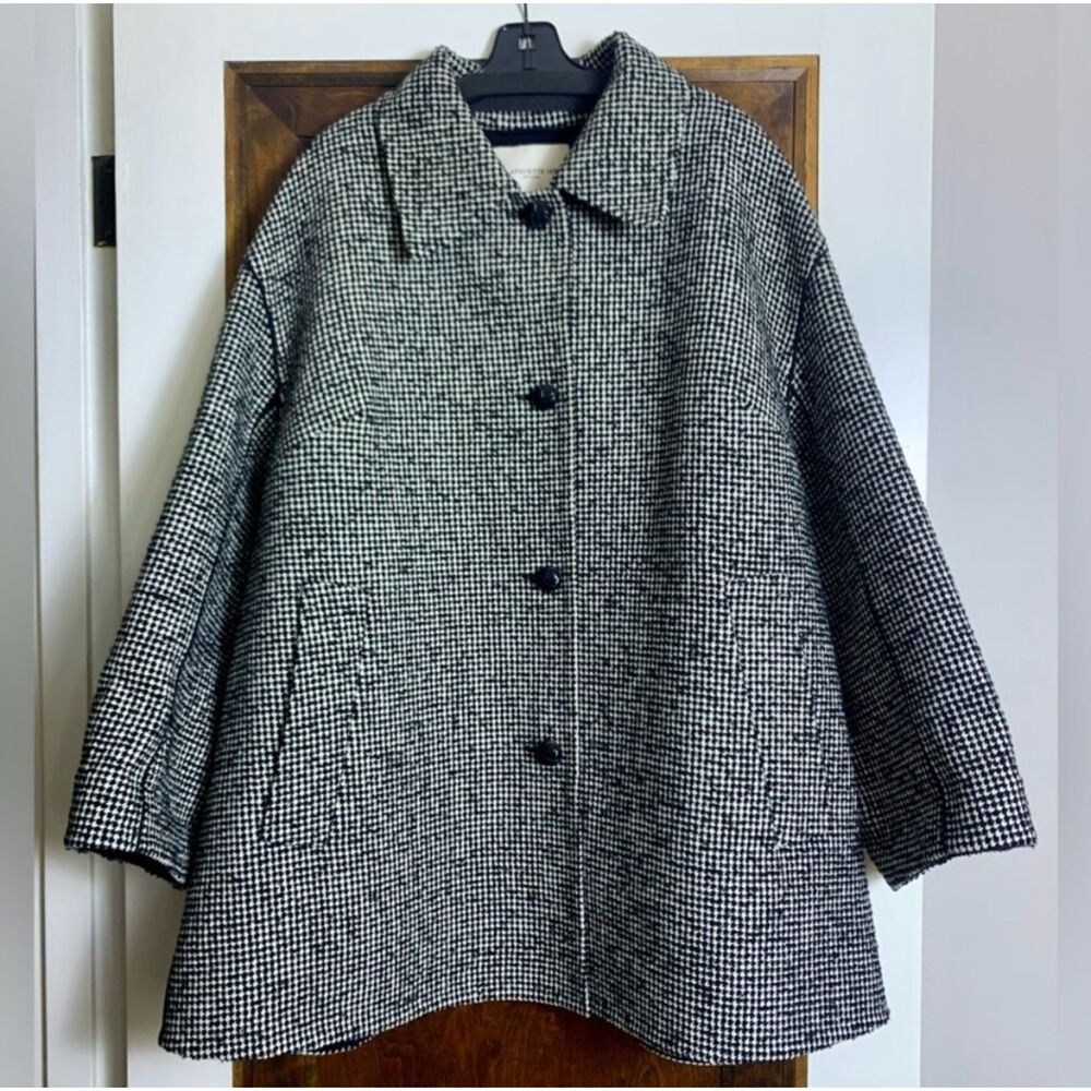 Lafayette 148 Wool Blend Oversized Coat Black Multi 1X Excellent Condition - Picture 6 of 13